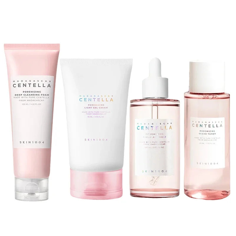 Korean Centella Pink Salt Pore Care Fresh Toner Ampoule Facial Serum Deep Cleanser and Face Cream Skincare Original Products Set