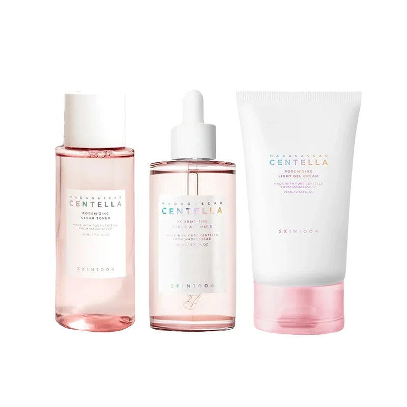 Korean Centella Pink Salt Pore Care Fresh Toner Ampoule Facial Serum Deep Cleanser and Face Cream Skincare Original Products Set
